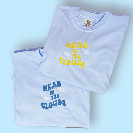 Head in the Clouds Comfort Colors Embroidered Tee